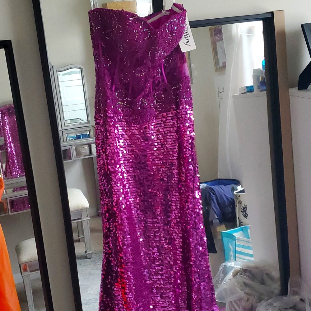 Purple sequin evening / prom gown